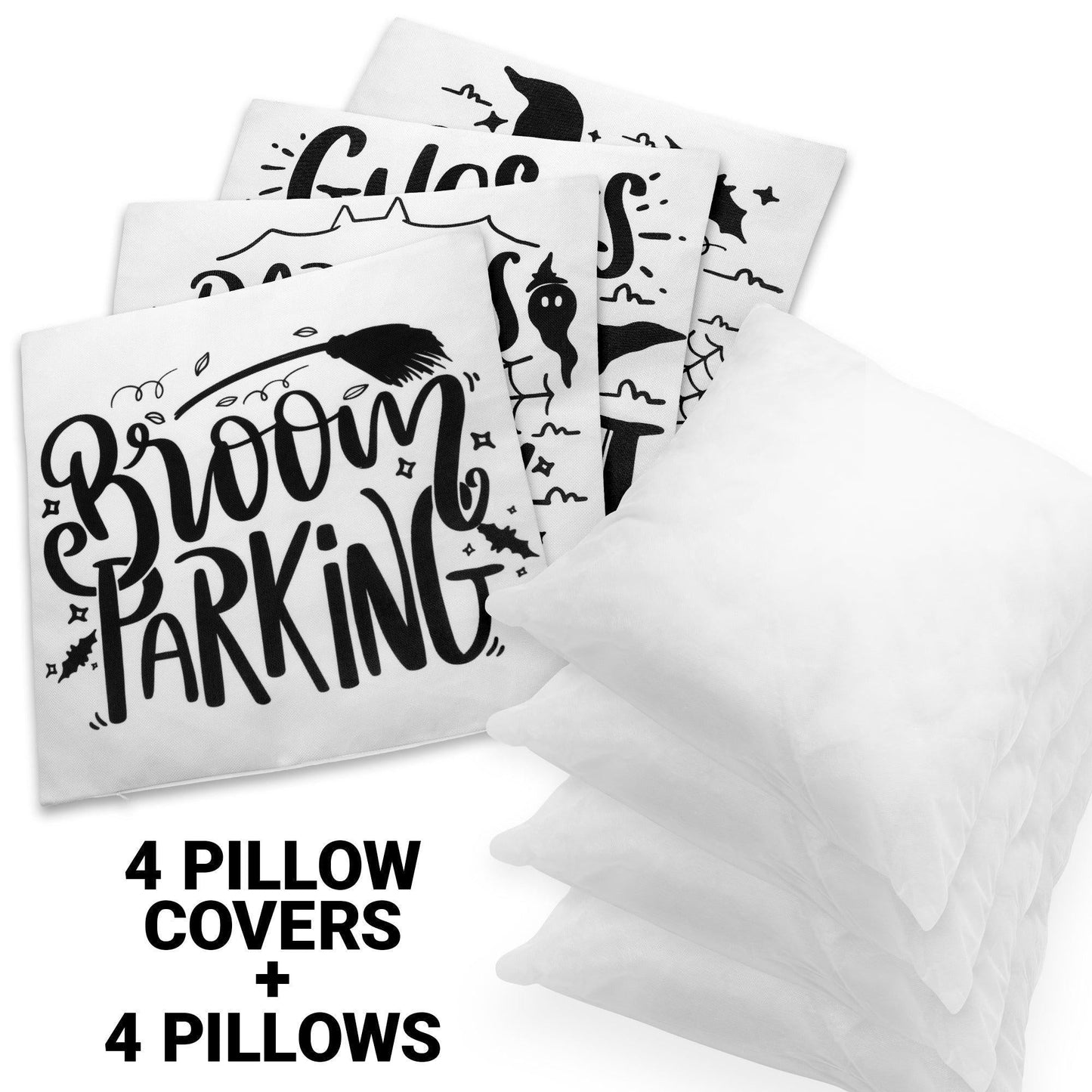 Halloween Decoration Ghost Spooky Waterproof Throw Pillow 18 X 18 in Set of 4, Beautiful Cushion Covers for Halloween Sofa Couch Decoration, Pillow Insert Included