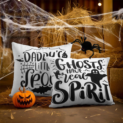 Halloween Decoration Ghost Spooky Waterproof Throw Pillow 18 X 18 in Set of 4, Beautiful Cushion Covers for Halloween Sofa Couch Decoration, Pillow Insert Included